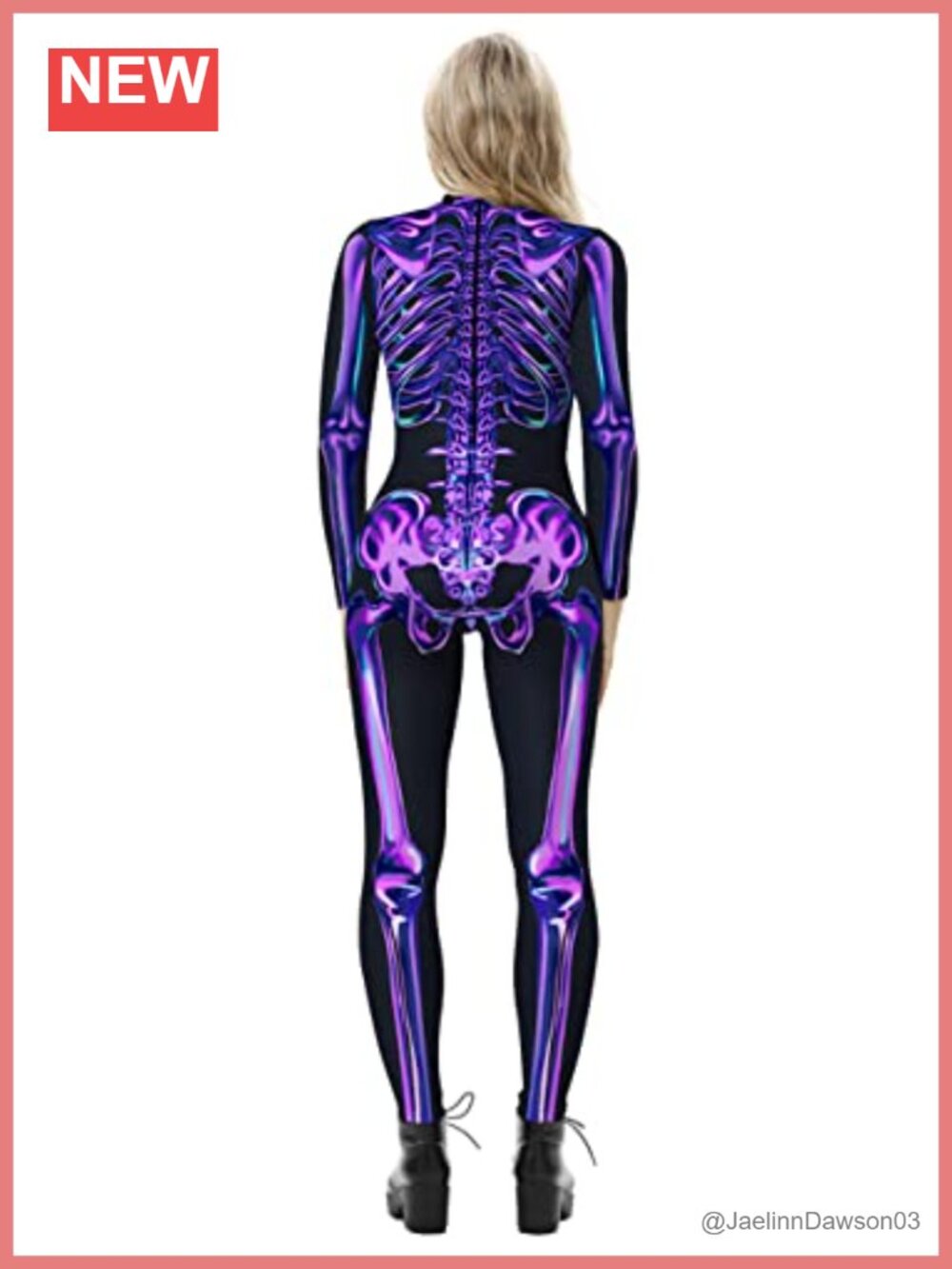 Skeleton Jumpsuit Halloween Costume Long Sleeve Catsuit 3D Print Skull Bodysuit - Picture 3 of 4